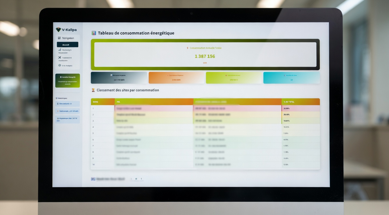 Classement des sites par consommation dans la plateforme V-Kallpa